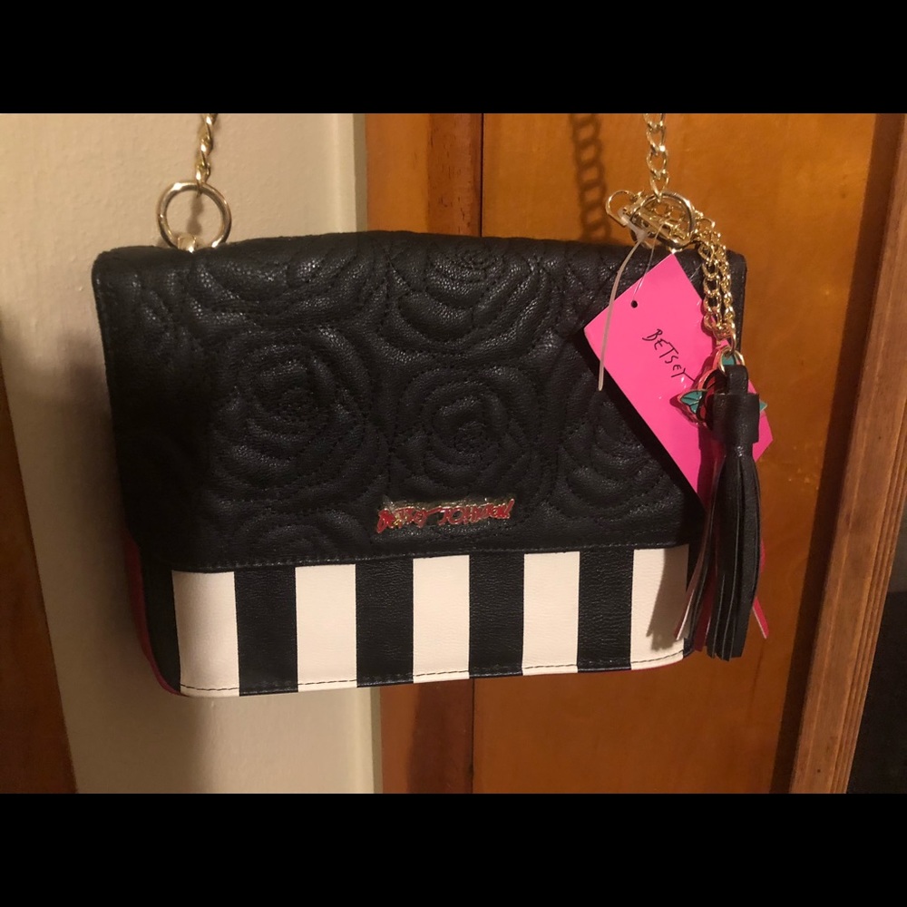 BNWT Betsy Johnson quilted and striped purse